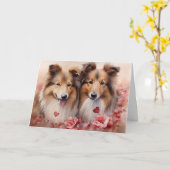 Shetland Sheepdog Valentine's Day Kaart (Gele Bloem)
