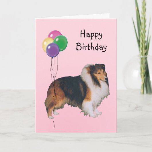 Shetland Sheepdog, Verjaardagsballonnen Kaart (Voorkant)