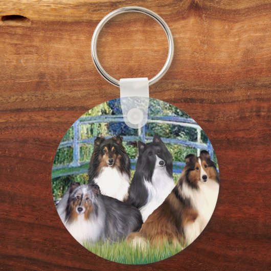 Shetland Sheepdog (vier) - Bridge Sleutelhanger (Voorkant)