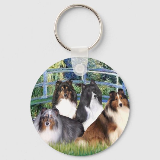 Shetland Sheepdog (vier) - Brug Sleutelhanger (Voorkant)