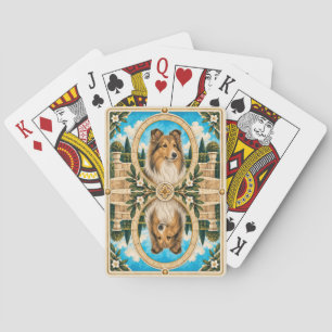 Shetland Sheepdog, Vintage Waterverf Honden Kunst Pokerkaarten