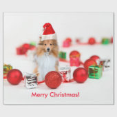 Shetland Sheepdog Vrolijk kerstpapier Cadeaupapier (Vlak)