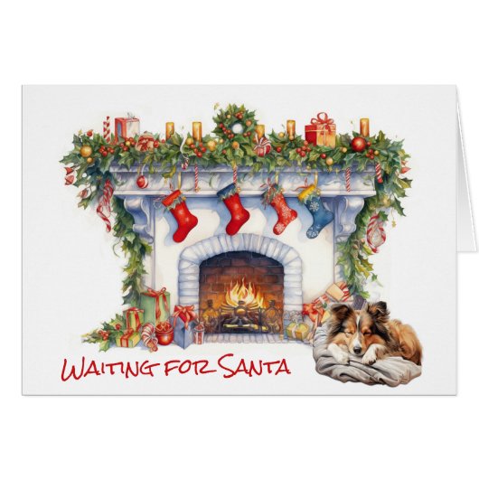 Shetland Sheepdog Wachten op de Kerstman (Voorkant Horizontaal)