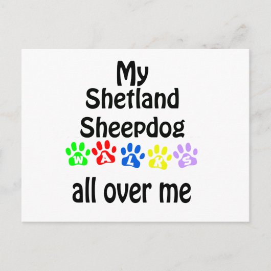 Shetland Sheepdog Walks Design Briefkaart (Voorkant)
