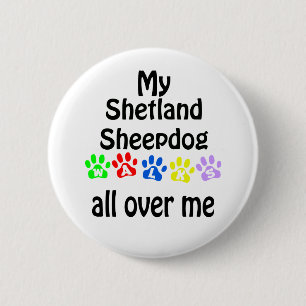 Shetland Sheepdog Walks Design Ronde Button 5,7 Cm