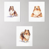 Shetland Sheepdog Wall Art, Sheltie Puppy Art Muurkunst Sets (Voorkant)