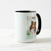 Shetland Sheepdog Watercolor Personalized Dog Mok (Voorkant rechts)