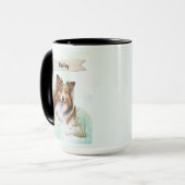 Shetland Sheepdog Watercolor Personalized Dog Mok (Voorkant links)