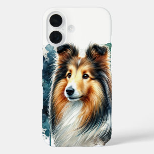 Shetland Sheepdog Waterverf Art iPhone 16 Hoesje