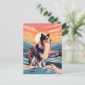 Shetland Sheepdog winter bergbos tijdens ons Briefkaart (Staand voorkant)