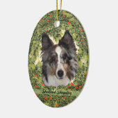 Shetland Sheepdog Wreath Keramisch Ornament (Links)
