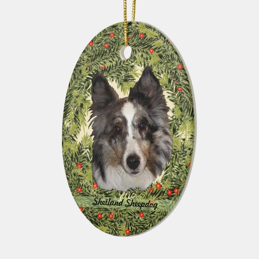 Shetland Sheepdog Wreath Keramisch Ornament (Links)