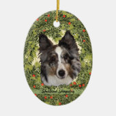 Shetland Sheepdog Wreath Keramisch Ornament (Voorkant)