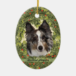 Shetland Sheepdog Wreath Keramisch Ornament