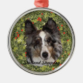 Shetland Sheepdog Wreath Metalen Ornament (Voorkant)