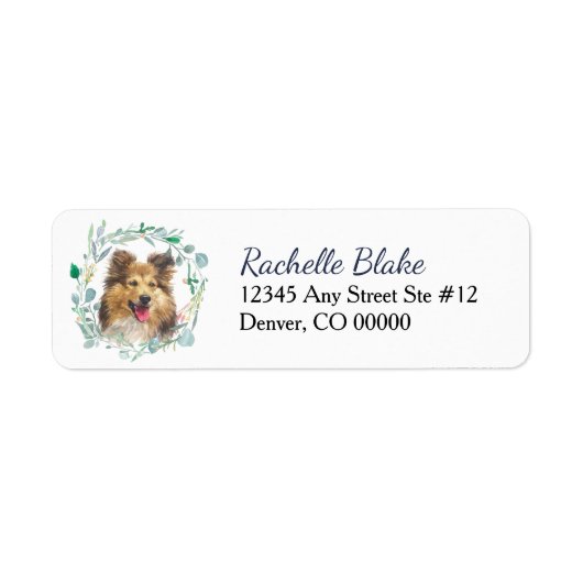 Shetland Sheepdog Wreatre Return Address Label (Voorkant)