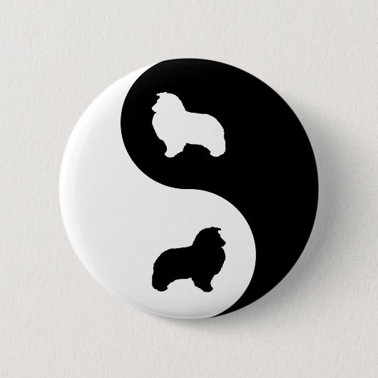 Shetland Sheepdog Yin Yang Ronde Button 5,7 Cm (Voorkant)