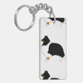 shetland sheepdog zwart wit en tan silo sleutelhanger (Voorkant Links)