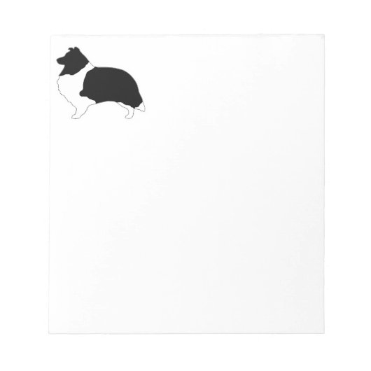 Shetland Sheepdog zwart-wit silhouet Notitieblok (Voorkant)