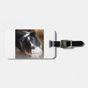 shetland sheepdog zwarte en witte liefde met pic bagagelabel