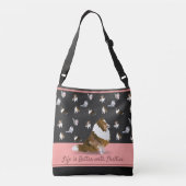 Shetland Sheepdogs, A Sable Sheltie, Black & Pink Crossbody Tas (Achterkant)