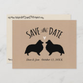 Shetland Sheepdogs Bruiloft Save the Date Aankondigingskaart (Voorkant / Achterkant)