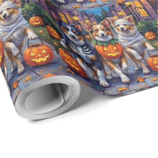 Shetland Sheepdogs in Halloween Costumes Cadeaupapier (Rol Hoek)