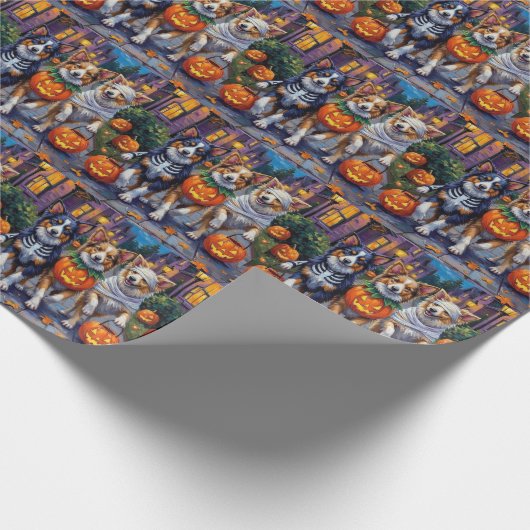 Shetland Sheepdogs in Halloween Costumes Cadeaupapier (Hoek)