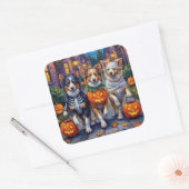 Shetland Sheepdogs in Halloween Costumes Vierkante Sticker (Envelop)