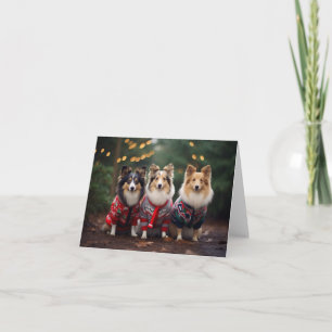 Shetland Sheepdogs Kerstmis Kaart