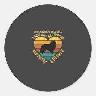 Shetland Sheepdogs Retro Hart Hondenliefhebber Ronde Sticker