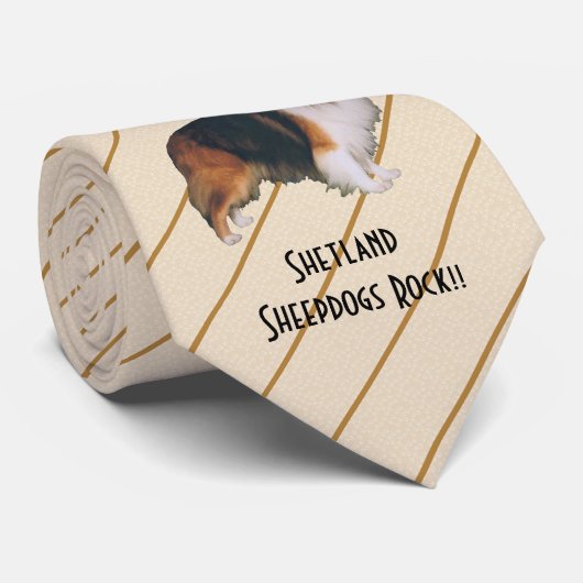 Shetland Sheepdogs Rock!! - bedrukt Stropdas aan b (Opgerold)