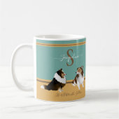Shetland Sheepdogs, Shelties, Groen en Geel Koffiemok (Links)