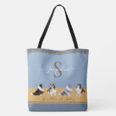 Shetland Sheepdogs, Shelties on Blue & Yellow Tote Bag (Achterkant)