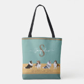 Shetland Sheepdogs, Shelties on Green & Yellow Tote Bag (Achterkant)