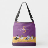 Shetland Sheepdogs, Shelties, op Paars en Geel Crossbody Tas (Voorkant)