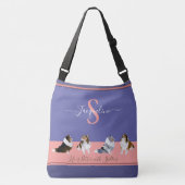 Shetland Sheepdogs, Shelties, Paars en Roze Crossbody Tas (Voorkant)