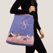 Shetland Sheepdogs, Shelties, Paars en Roze Crossbody Tas (Dichtbij)