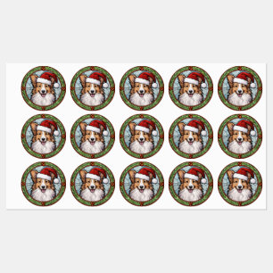 Shetland Sheperd Glas in Lood Kerstmis Labels