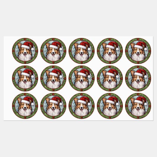 Shetland Sheperd Glas in Lood Kerstmis Labels (Vel)