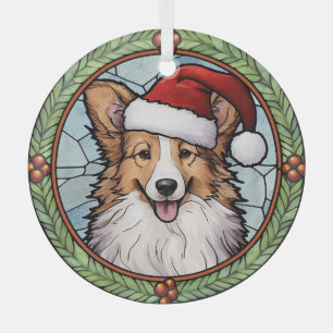 Shetland Sheperd Glas in Lood Kerstmis Ornament