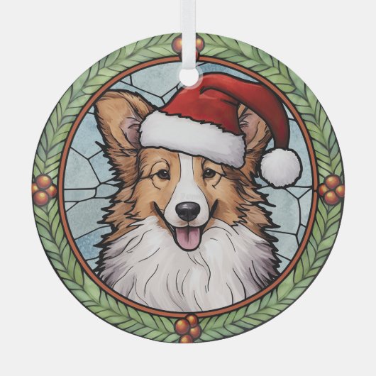 Shetland Sheperd Glas in Lood Kerstmis Ornament (Voorkant)