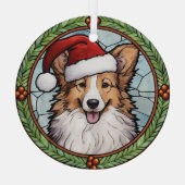 Shetland Sheperd Glas in Lood Kerstmis Ornament (Achterkant)