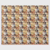 Shetland Shepperd Herfstbladeren Thanksgiving Kuns Cadeaupapier (Vlak)