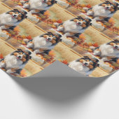 Shetland Shepperd Herfstbladeren Thanksgiving Kuns Cadeaupapier (Hoek)