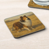Shetland Shetlandhond Bier Onderzetter (Linkerzijde)