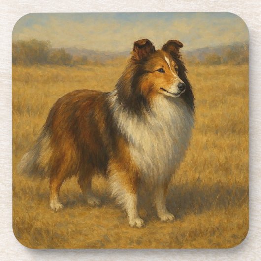 Shetland Shetlandhond Bier Onderzetter (Voorkant)