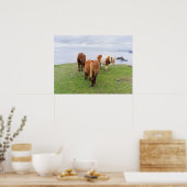 Shetlandpony op Weiland Nabij Hoge Kliffen Poster (Keuken)
