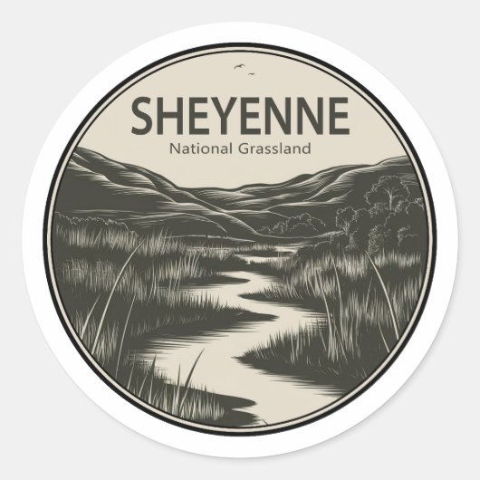 Sheyenne National Grassland Stream Ronde Sticker (Voorkant)