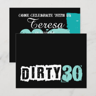 Shh A Surprise Dirty 30th Blauwgroen Blue Birthday Kaart